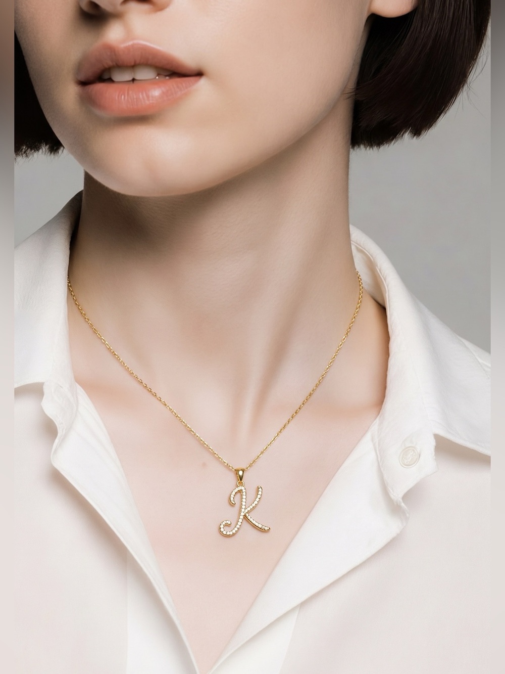 Gold Over Sterling Silver Initial 'K' Pendant Necklace - Elegant Women’s Jewelry